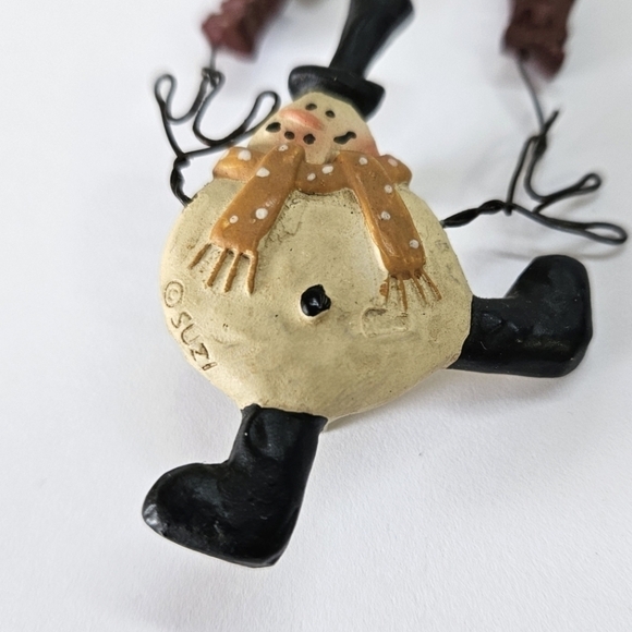 VINTAGE Suzi Just a Little Flakey Snowman Clay Brooch Pin - Picture 5 of 5